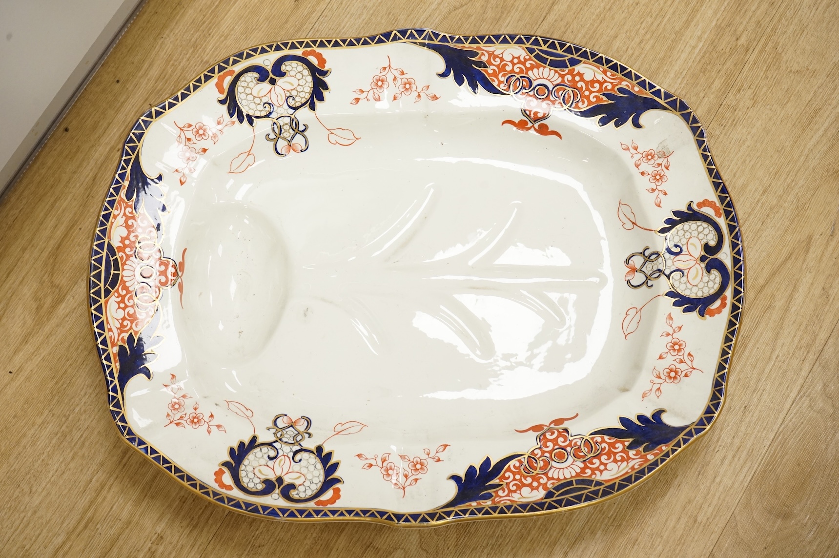 Two Royal Crown Derby meat plates, Imari pattern 3615